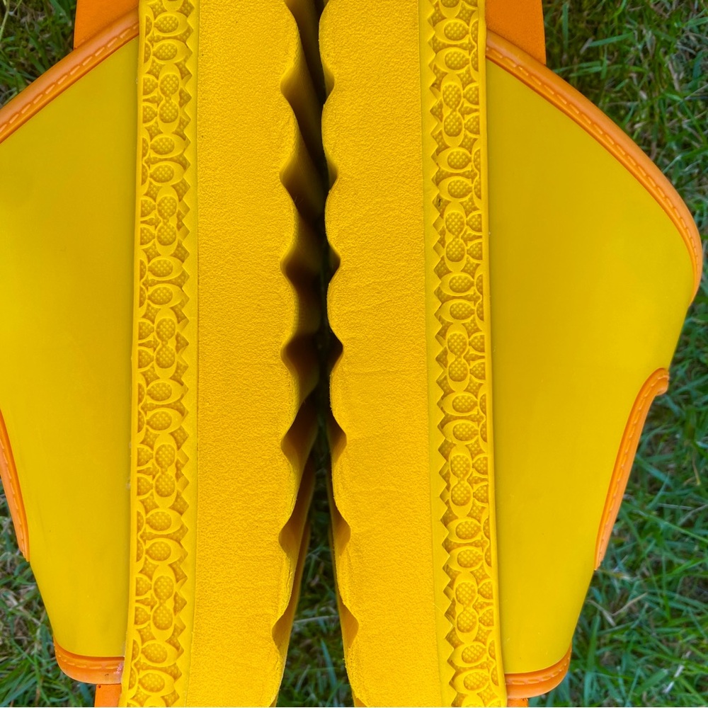 COACH Lucy Women's Sandals Size 8 Canary Chunky Platform Heel Adjustable Buckles - Picture 8 of 10